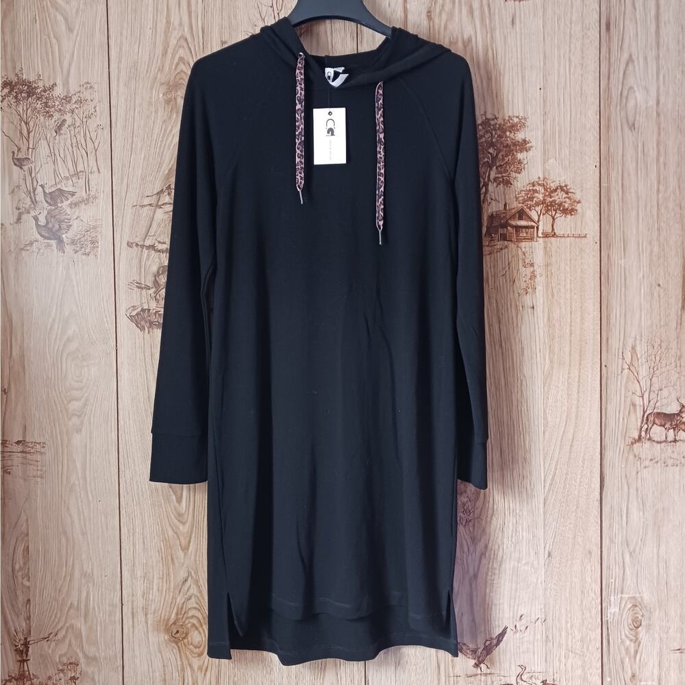 Nwt Cable & Guage Black Terry Hooded Casual Dress